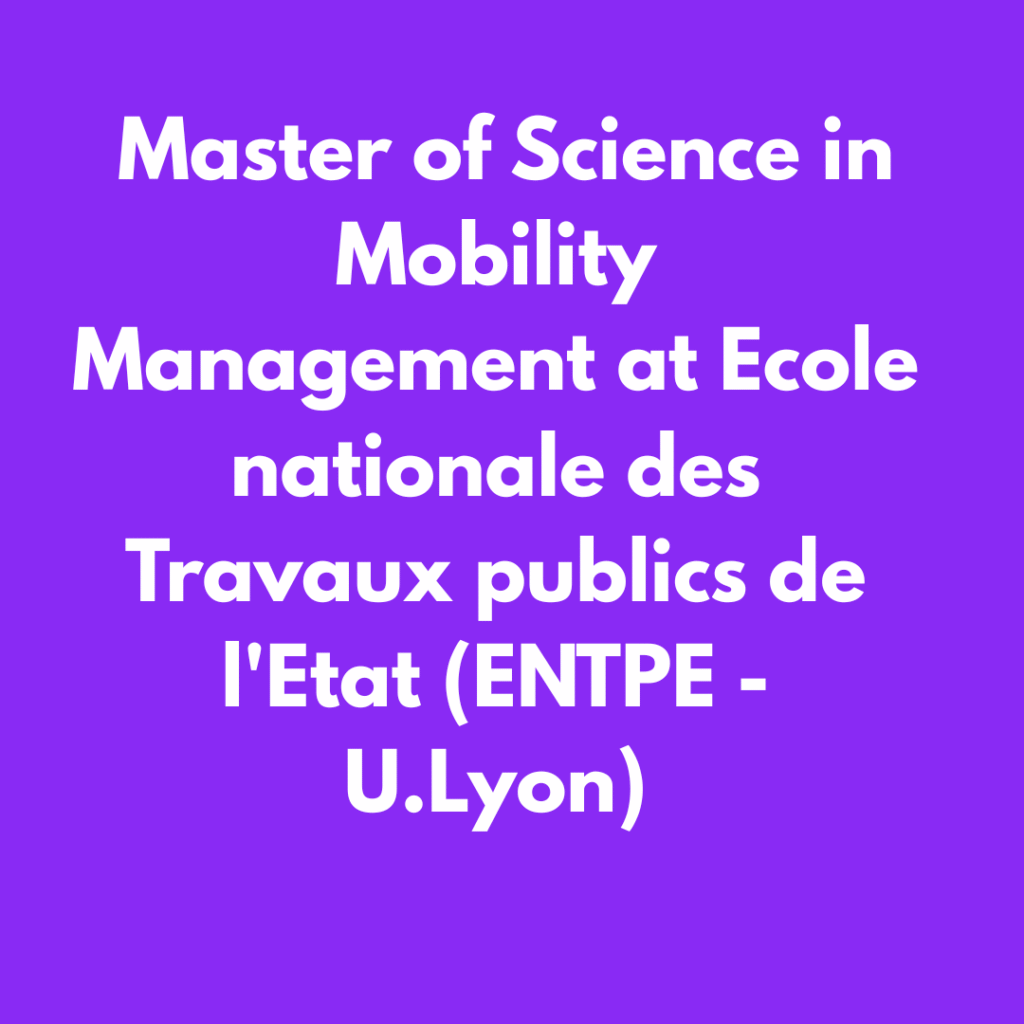 Master of Science in Mobility