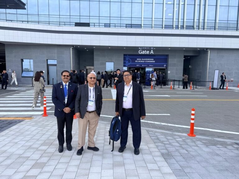Akhilesh Srivastava, President of ITS India Forum, at Gate A of the 32nd ITS World Congress 2026 in Gangneung, South Korea